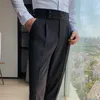 Мужские брюки дизайн мужской брюки с высокой талией твердые англича
