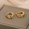 Hoop & Huggie Minimalist 3 Layers Curved Earrings For Women Stainless Steel Gold Silver Color Earring 2022 Trend Jewerly Christmas GiftHoop