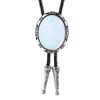 Halsband Western Cowboy Bolo Tie Natural Agate Stone Leather Collar Rope Ladies Show Costume Accessories Birthday Banket202O302H4652227