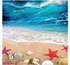 カスタムフォトフローリングの壁紙3Dウォールステッカーモダンな海辺のビーチシーウェーブシェルリビングルーム3D床塗装壁用紙ホームデコレーション