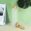 Sublimazione da 500 ml di bottiglie d'acqua in vetro smerigliate trasparenti con coperchio di bambù e tazze di vetro dritte di paglia tazza da bere estate