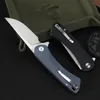 R7801 Flipper Pocket Folder Knife VG10 Satin Drop Point Blade G10 with Stainless Steel Sheet Handle Ball Bearing Fast Open Folding Knives