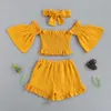 1 6Y Summer Fashion Kid Baby Girls Clothes sets à manches courtes au large des courts-tops Shorts bande 3 pcs tenue 220620