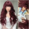 26 "New Women's Long Wine Red Wavy Cosplay Party Hair Full Wig Wig