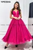 Party Dresses Yipeisha Sweetheart Sleeveless Fuchsia Prom Dress Glitter Tulle Puffy Homecoming Gown Short Formal Occasion WearParty