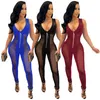 Wholesale Sexy Jumpsuits Summer Women Mesh Rompers Sleeveless V neck see through Jumper Suits Skinny Sheer Bodysuit Club Wear 7211