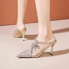 2022 Estate nuovi sandali a punta con tacchi alti moda sandali a spillo strass pantofole fresche per le donne fuori scarpe da donna a spillo G220527