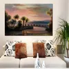 HD Print Poster Modern Sunset Beach Coconut Tree Seascape Bridge Abstrakt oljemålning på duk väggbild för vardagsrum