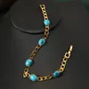 Bracelets porte-bonheur pierre bleue naturelle femmes chaîne Bracelet avec manchette de luxe plaqué or saint valentin cadeau pierres précieuses braceletsCharm Inte22