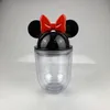 9 Colors 12oz Acrylic Mouse Ear Tumblers with Straw Clear Plastic Dome Lid Tumbler for Kids Children Parties Double Walled Cute C9942362