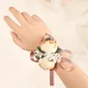 Wrist Flower Wedding Bridesmaid Hand Rose Artificial Flowers Ribbon Party Prom 3colors W1986b