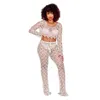 Women's Two Piece Pants Cutubly Crop Tops Set Without Underwear Womens Flared And Sex Hollow Out Pant Sets Lace Solid Clothing Outfits Slim