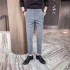 Top kwaliteit mannen jurk broek formele slijtage mode lente solide slim fit casual business office broek 36-28 zwart / grijs 220330