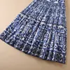 Zomer spaghetti-band tweedelige rok sweetheart nek blauw paisley blauw en wit porselein katoen camisole hoge taille enkellengte pakken 2 stuks set 22q15set