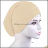 Beanie/skl kepsar hattar hattar halsdukar handskar modetillbehör muslimska kvinnor huvud halsduk bomull understerscarf stretch hijab er headwrap cap shaw