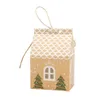 Present Wrap Kraft Paper House Shape With Ropes Candy Bags Cookie Packaging Boxar Christmas Tree Pendant Party DecorationGift Wrapift