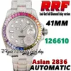 RRF Последние CF116610 A2836 Automatic Mens Watch TW86349 BL86409 Рейнбоу -квадратные бриллианты Безель 41 мм 904L Стальный обледенение алмазного браслета вечно