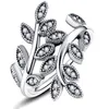 CZ Diamond 925 Ensemble de bague de mariage en argent sterling Boîte d'origine pour pan-dora feuilles d'étincelles d'anneau de femmes