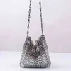 Bolsa feminina designer prata metal lantejoulas corrente tecido saco oco sacos de noite embreagem feminina viagem férias bolsa ombro Handbag241i