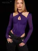 Articat Mesh See Through Slim Bodysuit Women Long Sleeve High Waist Sexy Bodycon Hollow Out Cross Collar Female Bodysuits 220622