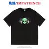 T-shirts masculinos inserando fundos que perdem a camiseta solta de camiseta dividida Alien Alien All Match Manga Short Summer Round Round Half Legeve