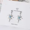 Dangle & Chandelier Sterling Silver Women's Fine Jewelry High Quality Crystal Zircon Mid-length Tassel Simple Awning Star Earring Brinco