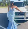 Abiti da ballo di paillettes azzurro 2022 African Black Girls Mermaid Birthday Birthday Abese DE DEIR￩E