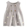 Bebek kızlar kazak düğmesi yelek örtüsü çocuklar için çocuklar için çocuk kıyafetleri zarif prenses elbiseler l220803