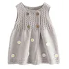 Baby Mädchen Pullover Taste Weste Gestrickte Weste Kleid Für Kinder Weste Kinder Kleidung Elegante Prinzessin Kleider L220803