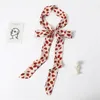 Lengthened Narrow Silk Scarf Women Brand Design Skinny Scarves Decorative Belt Ladies Head Band Wrapped Ribbon Fashion Print