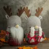 Christmas Gnomes Decoration Reindeer Horns Plush Elf Doll Ornaments Holidays Home Decor Valentines Day Gifts