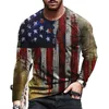 T-shirt da uomo a maniche lunghe in cotone autunno primavera allentata casual girocollo stampa bandiera nazionale T-shirt t-shirt hip-hop top camisetas 220408