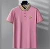 Été hommes polos chemises à manches courtes hommes mode coton mercerisé simple t-shirt décontracté coupe ajustée demi manches polo 001