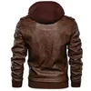 Autumn Winter Men's Leather Motorcycle Jacket PU Capeled Jacket Chenasta de beisebol quente Eurro Tamanho do casaco 220816