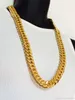Mens Miami Cuban Link Curb Chain 24k Real Yellow Solid Gold GF Necklace Hip Hop 11MM Thick Chain JayZ