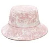 Bérets unisexe peinture à l'encre Vintage seau chapeau Tie-Dye imprimé casquette de pêcheur en plein air B95FBérets