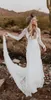 Custom gemaakt A-Line trouwjurk voor vrouwen met lange mouwen kanten jurken Backless Summer Mermaid Bridale jurken