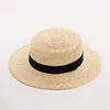 Boinas Moda Mulheres Mulheres largas Brim Natural Straw Hat Chapeau Chapéus do sol feminino Black Panamá Praia Sombrero Mujer Fedora Capberegs Nós nós