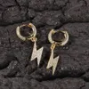 Mens Gold Lightning Earrings Womens Silver Dangle Hoop Earring Fashion Hip Hop Jewelry