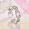 retro vintage eenvoudige designer bandringen sieraden voor vrouwen holle geometrie Koreaanse mode elegante diamanten liefdesring rosé goud zilver met kristal