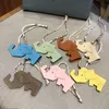 designer leather elephant rabbit pendant Bag Parts lychee pattern cowhide ornament car key chain bags decoration 100% cowhide Accessories set cute HBP