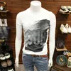 10 أنماط طباعة رجال T قمصان رفيعة FIT MANS O-NECK THELE SLEEVE T-SHIRT فضفاضة عرضية كبيرة الحجم M-5XL