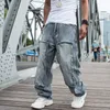 Pantaloni Fashion Tide Hip Hop Jeans a gamba larga oversize Pantaloni larghi in denim da skate larghi Pantaloni multitasche blu chiaro da uomo