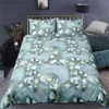 Tampa de edredão floral botânica vibrante tampa dupla de lótus folhas de lótus conjunto de roupas de cama de palmeira tropical macio travesseiros de colcha