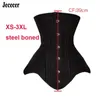 Kobiety Underbust Corset Top Steel Bones Przekoście Gothic Buster Tops Trainer Trainer Cincher Belts Black Fits Steampunk 220524