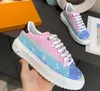 Louies Vuttion Sneakers Casual shoes women Travel laceup sneaker Denim material Genuine Leather cowhide fashion lady Fla 12HQ Luis Viton Lvse Shoes BHC1