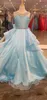 Bourgogne Girl Pageant Dress 2023 Crystals Beading Organza Ballgown Little Kids Birthday Party Wear Klänning Spädbarn Toddler Teens Miss V-hals ruffles kjol orange