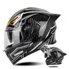 Motorcykelhjälm Personlighet Dubbellins Full Face Capacete Lokomotiv Half Casco Retro Capacete