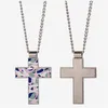 Mode DIY Sublimation leere Herren Halskette Silber Kreuz Halskette Designer Schmuck Frauen Mann Kette Party Fotorahmen Anhänger für Paare Frau Halsketten Geschenk