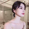 Fan-förmige Nadel Strass Frauen Silber Lange Ohrringe Quaste Koreanischer Stil Einfache Anmutige Mode Allgleiches Hochwertiges Ohrring